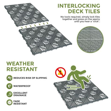 LIVIVO 9pcs Interlocking Nonslip Garden Path Tiles Floor Lawn Paving ...