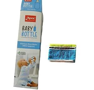 Buy Apex Stainless Steel Baby Feeding Bottle (240ml) for 2 Months and ...