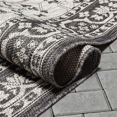 Well Woven 8 X 10 (ft) Kilim Black Indoor/Outdoor Abstract Mid-century ...