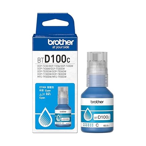 Brother Genuine BTD100C High Yield Cyan Ink Bottle, 5000 Page Yield ...