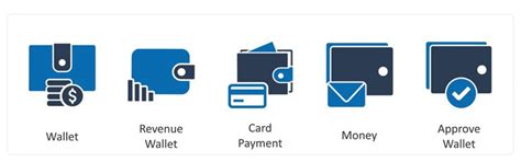 A set of 5 business icons as wallet revenue wallet card payment ...