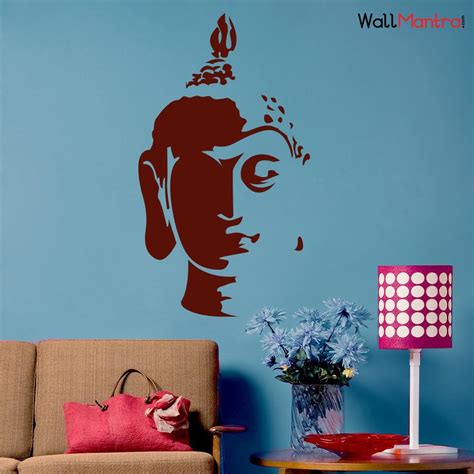 WallMantra Buddha Wall Sticker (38 cm x 68 cm) Premium Vinyl Brown ...