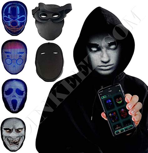 Buy HALLOWEEN Mask Programmable LED Face Mask App Control Rechargeable ...