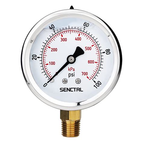 Senctrl 0 100 Psi Glycerin Liquid Filled Low Pressure Gauge ...