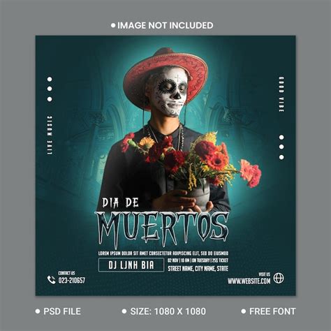 Dia de muertos social media poster template | Premium PSD