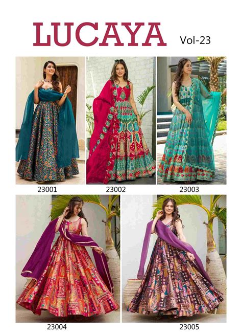 Lucaya Vol 23 Silk Printed Gown With Dupatta Collection