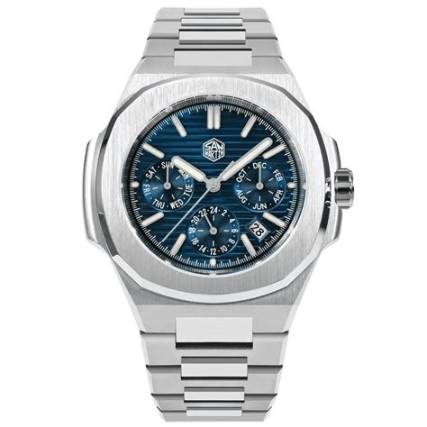 San Martin Multi-function Mens Luxury Watch 43mm Watch SN075GB- Blue ...