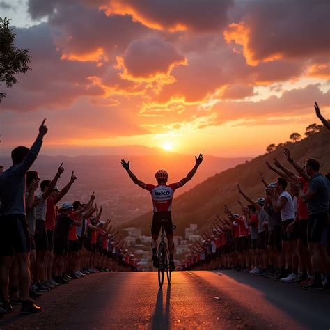 Spanish Cyclist Crossing Finish Line in Triumph | Stable Diffusion Online