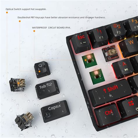 Buy Ractous RTK63P 60% Mechanical Gaming Keyboard RGB Backlit PBT ...