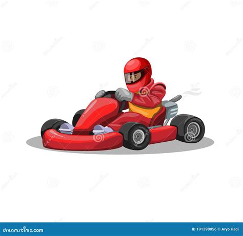 Go Kart Racer Character in Red Uniform. Professional Driving Race Sport ...