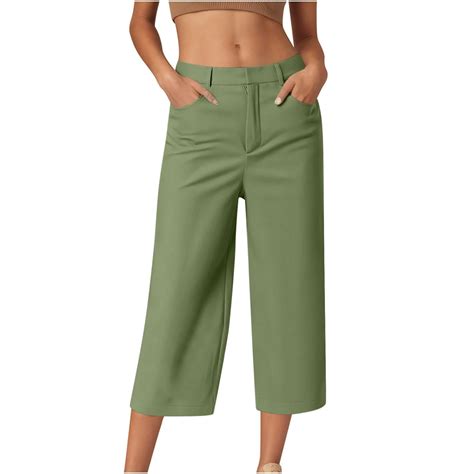 Evdexr Wide Leg Capri Pants for Womens Lounge Loose Golf Cropped Pants ...