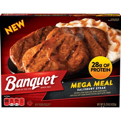 Banquet Mega Meals Salisbury Steak Frozen Dinner, 15.25 Ounce - Walmart.com