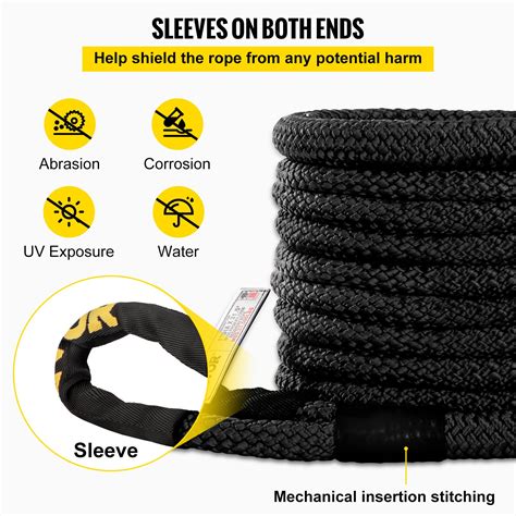 VEVOR 1" x 31.5' Kinetic Recovery Tow Rope, 33,500 lbs, Heavy Duty ...