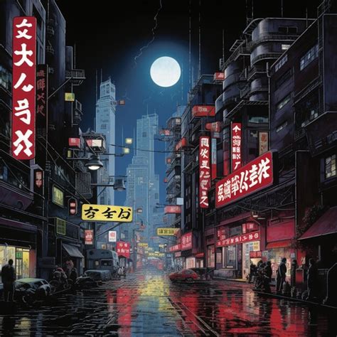 Digital art, wide angle, ambient haze street performer, neon signs, evening crowd, moody vibes 的图像结果