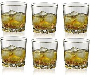 KDZONE (Pack of 6) Crystal Clear Carrot Whiskey Glass Heavy Bottom ...
