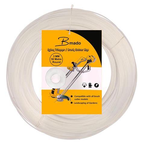 Bmado 3mm(.12 inch) 50m Round White Nylon Trimmer Line : Nylon Rope ...