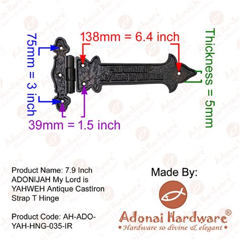 Best 8 Inch Adonijah Antique Cast Iron Strap T Hinge - Adonai Hardware