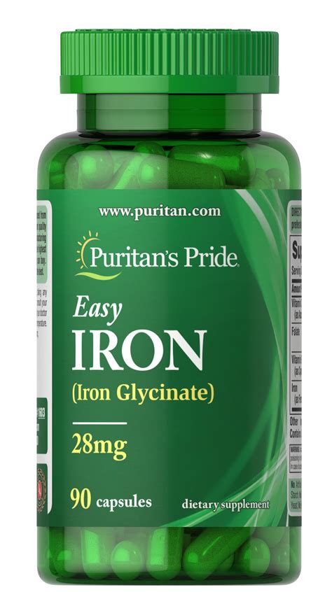 Easy Iron 28 mg (Iron Glycinate), 90 Capsules (1603) | Puritan's Pride
