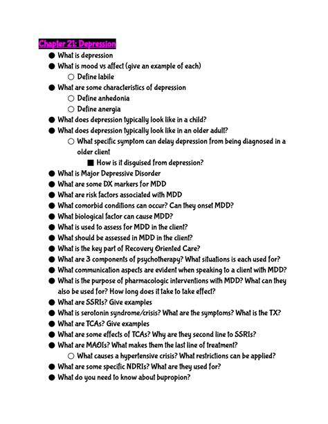 Psych Exam 2 Study Guide - Chapter 2 1: Depression What is depression ...