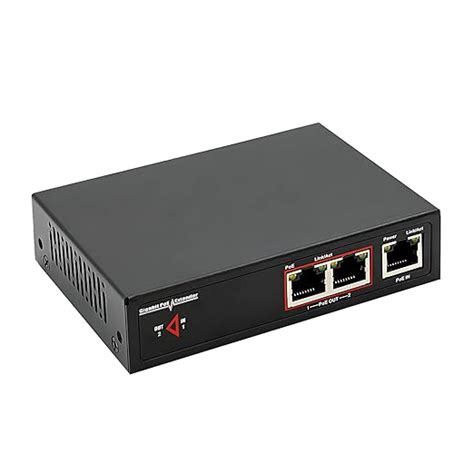 Gigabit PoE Extender - 1 in 2 Out, PoE+ 60W, IEEE 802.3af/at Repeater ...