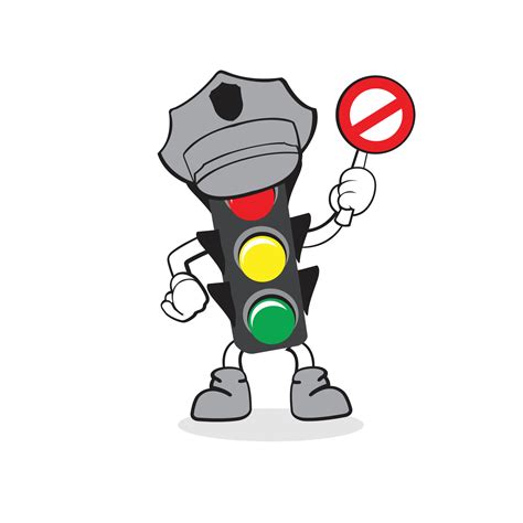 traffic light cute mascot wearing police hat 9322989 Vector Art at Vecteezy