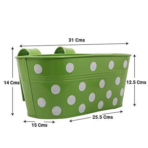 Oval Balcony Railing Garden Flower Pots/Planters Dotted - Set of 5 (Re ...