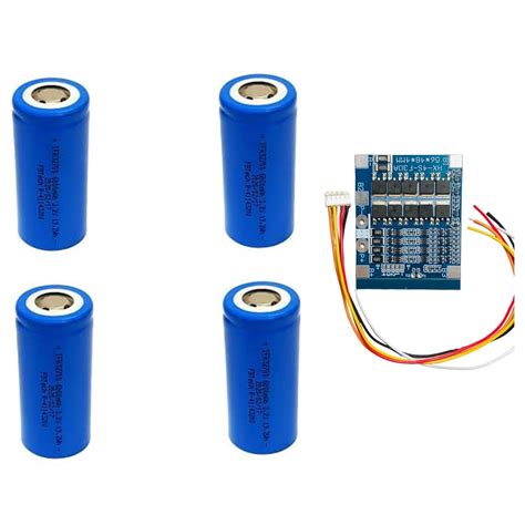 Sashik Pack of 4Pcs 3.2V Rechargeable 6000mAh LifePO4 Battery Cell with ...