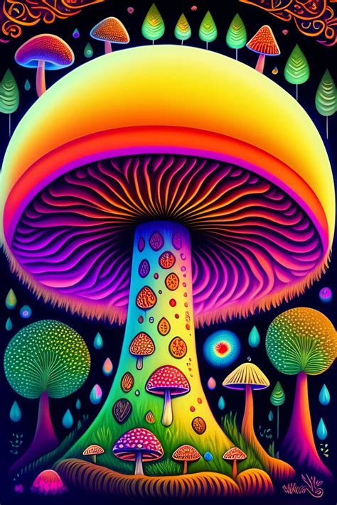 Download Vibrant Psychedelic Mushroom Art Wallpaper | Wallpapers.com