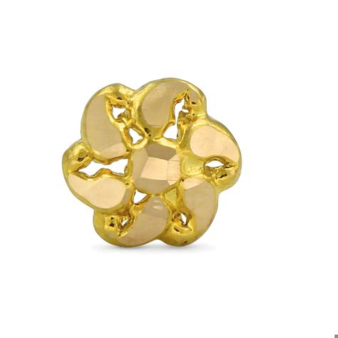 Traditional flower style 18k Real Gold Women Nose pin Push Pin ...
