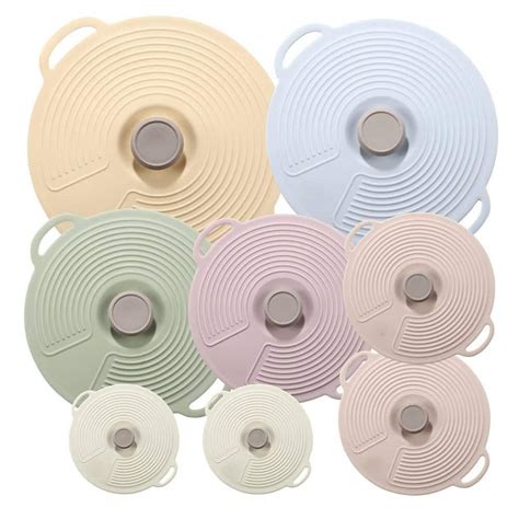 Wudkey 8-Pack Silicone Lids with 6 Sizes, Reusable Heat Resistant Lids ...