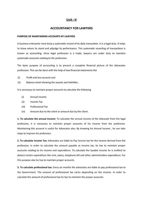 461363385 professional ethics notes Accountancy FOR Lawyers docx - Unit ...