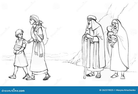 Pencil Drawing. Hagar And Ishmael Royalty-Free Stock Photo ...