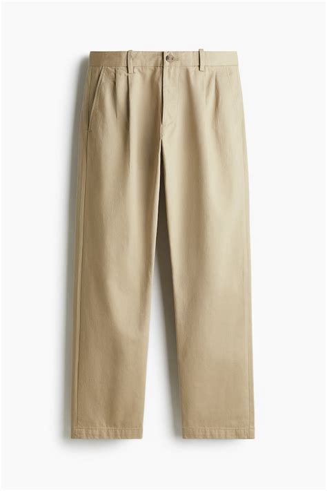 Men’s Beige Regular Fit Crease-leg chinos | H&M IN