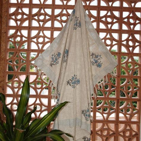 Buy Blue Buta Premium Quality Hand Block Jute Sofa Throw Online ...