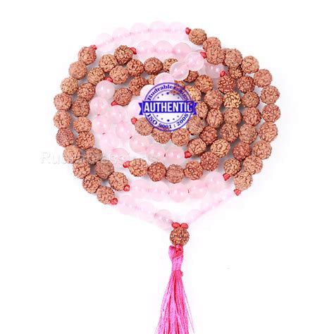 Rose Quartz Stone + Rudraksha Mala – Rudra and Sons