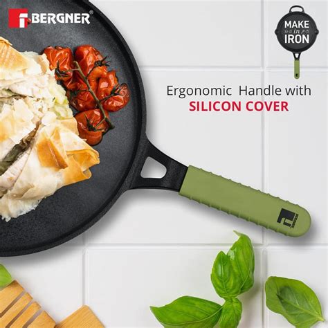 Buy BERGNER Elements Black Cast Iron Flat Tawa - 30cm from Bergner at ...