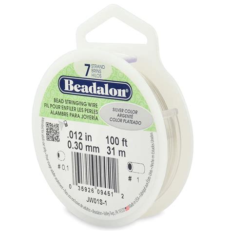 Beadalon 7-Strand Bead Stringing Wire, 0.012-Inch, Silver Color, 100 ...