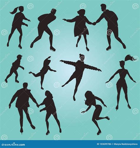 Ice Skating People. Silhouettes Stock Vector - Illustration of figure, silhouette: 103699786