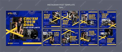 Flat design gym training instagram posts | Free PSD