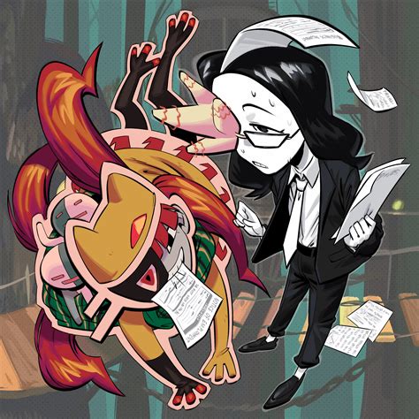 coral glasses and taski maiden (ena: dream bbq) drawn by angusburgers ...