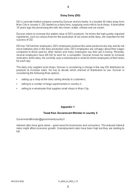 Igcse 11_0450 Case Study: Daisy Dairy's Business Strategy & Marketing ...
