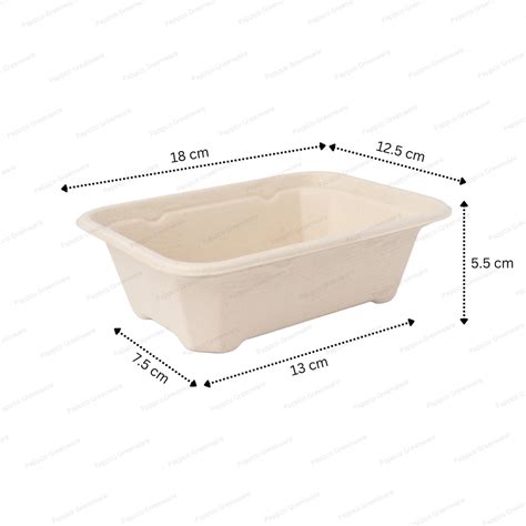 650ml MaxEdge Rectangular Bagasse Container With Lid
