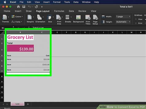 Image result for Excel to PDF Table Example