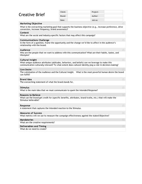 Image result for Creative Brief Example