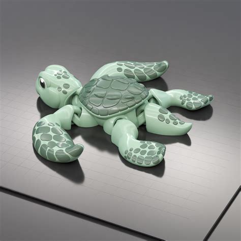 🐢 Print In Place Articulated Sea Turtle・ STL File for 3D printing・Cults