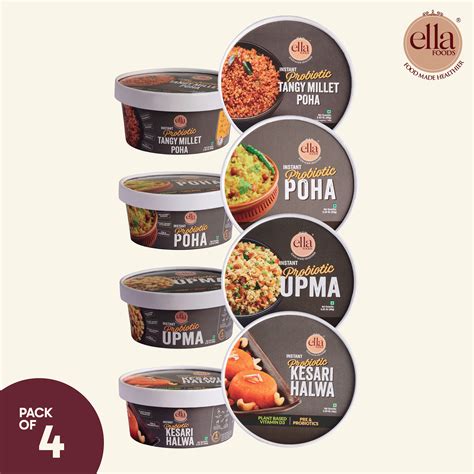 Ella Foods Ready to Eat Combo | Tangy Millet Poha 80g, Instant Poha, K