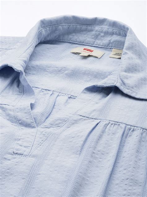 Women's Striped Blue Spread Collar Top – Levis India Store
