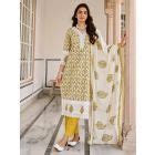 Purple Printed Cotton Suit - Set of 3