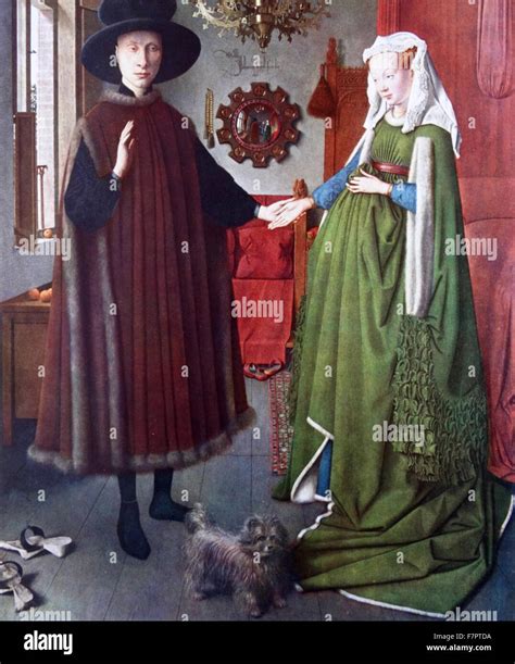 The Arnolfini Portrait;oil painting on oak panel dated 1434;by the ...