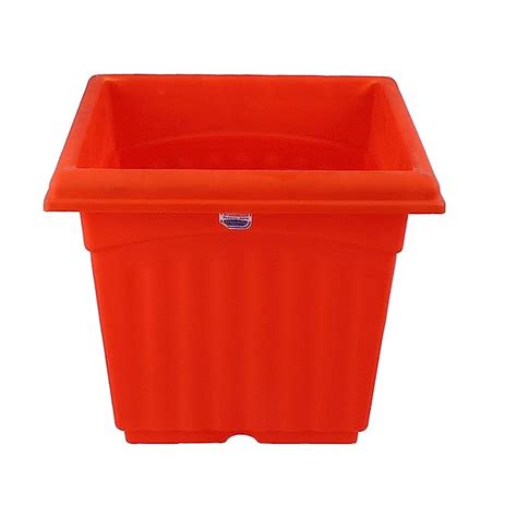 Gardens Need Square Planter with Drip Tray Set (12-inch, Orange, Pack ...
